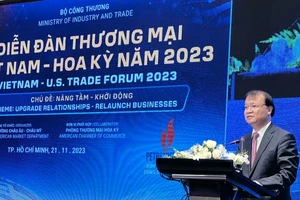 Ông Đỗ Thắng Hải, Thứ trưởng Bộ Công thương phát biểu khai mạc diễn đàn Thương mại Việt Nam – Hoa Kỳ với chủ đề "Nâng tầm - Khởi động”