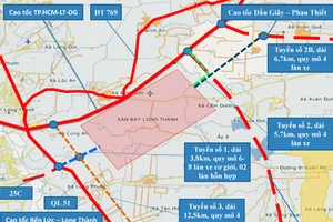 Các tuyến giao thông kết nối sân bay Long Thành. Ảnh: UBND tỉnh Đồng Nai