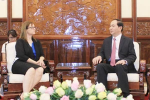 Chủ tịch nước Trần Đại Quang tiếp Đại sứ Israel Meirav Eilon Shahar. Ảnh: VOV
