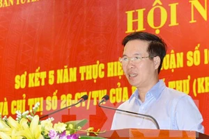 Đồng chí Võ Văn Thưởng phát biểu tại hội nghị. Ảnh:TTXVN