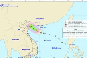 Áp thấp nhiệt đới hướng vào miền Bắc