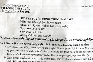 Khởi tố vụ án rò rỉ đề thi tuyển công chức Thanh tra ở Cà Mau