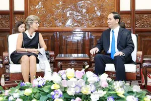 Chủ tịch nước Trần Đại Quang tiếp Bà María Jesús Figa López Palop, Đại sứ Đặc mệnh toàn quyền Vương quốc Tây Ban Nha tại Việt Nam đến trình Quốc thư, nhân dịp nhận nhiệm kỳ công tác tại Việt Nam. Ảnh: TTXVN