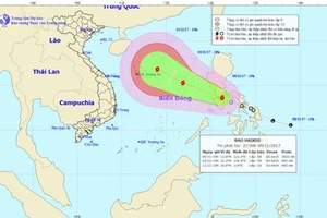 Vị trí và đường đi của bão Haikui. Ảnh: TT DBKTTVTƯ