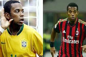 Robinho trong màu áo tuyển Brazil và CLB AC Milan