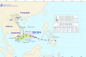 Dự kiến đường đi của bão số 1. Ảnh: Trung tâm Dự báo khí tượng - thủy văn Trung ương