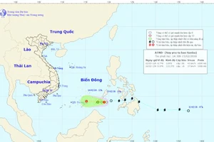 Đường đi và vị trí cơn bão. Ảnh: Trung tâm DBKTTV TƯ