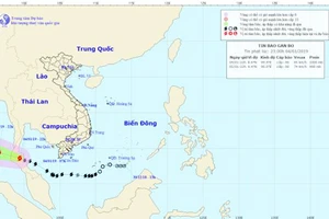 Vị trí và đường đi của cơn bão. Ảnh: Trung tâm Dự báo khí tượng thủy văn Quốc gia