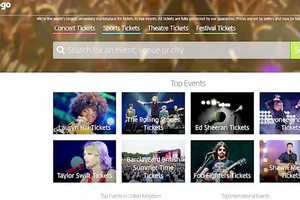 Giao diện website Viagogo