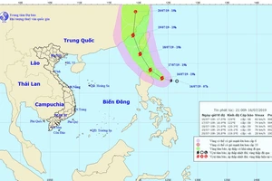 Chùm ảnh đường đi và vị trí cơn bão. Nguồn: TT Dự báo khí tượng thủy văn Quốc gia