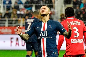 Sự thất vọng của tiền đạo Mauro Icardi sau pha bỏ lỡ cơ hội trước khung thành Dijon