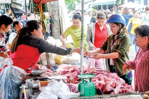 Người tiêu dùng chọn mua thịt heo tại một chợ ở TPHCM. Ảnh: ĐỨC THIỆN