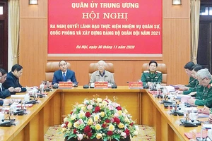 Hội nghị Quân ủy Trung ương diễn ra ngày 30-11 tại Hà Nội, dưới sự chủ trì của Tổng Bí thư, Chủ tịch nước Nguyễn Phú Trọng. Ảnh: VIẾT CHUNG