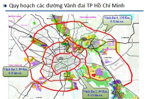 Sơ đồ các tuyến đường vành đai 2, 3 và 4 TPHCM. Ảnh: Tuoitre