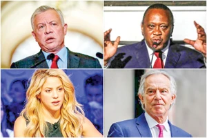 Một số nhân vật trong Hồ sơ Pandora: Quốc vương Jordan Abdullah II, Tổng thống Uhuru Kenyatta, ca sĩ Colombia Shakira và cựu Thủ tướng Anh Tony Blair (trái sang phải, trên xuống dưới)