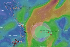 Vị trí và đường đi của áp thấp nhiệt đới lúc 10 giờ ngày 13-10. Ảnh: vndms