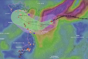 Dự báo vị trí và đường đi của bão số 6. Ảnh: vndms