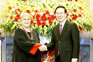 Chủ tịch nước Võ Văn Thưởng tiếp cựu Tổng thống Chile Michelle Bachelet. Ảnh: TTXVN