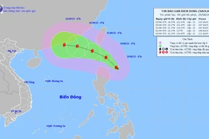 Dự báo vị trí và đường đi của bão Saola. Ảnh: TTDBKTTV Quốc gia