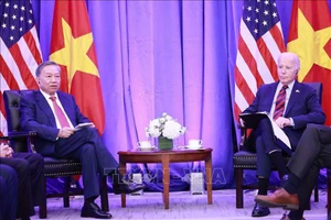 Tổng Bí thư, Chủ tịch nước Tô Lâm gặp Tổng thống Hoa Kỳ Joe Biden. Ảnh: TTXVN