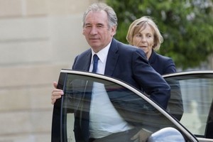 France’s justice minister Francois Bayrou (centre) and Minister of European Affairs Marielle de Sarnez.