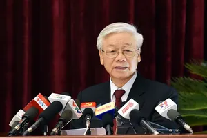  Tổng Bí thư Nguyễn Phú Trọng phát biểu bế mạc hội nghị.