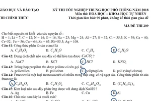 Bài giải gợi ý môn Hóa học kỳ thi THPT quốc gia 2018