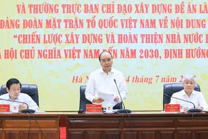 Chủ tịch nước Nguyễn Xuân Phúc phát biểu tại cuộc làm việc. Ảnh: Mặt trận