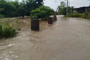 Nước lũ gây ngập khu dân cư