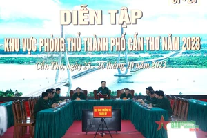 Khung tập tập bài trong diễn tập. Ảnh: Báo QĐND