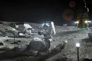 Các phi hành gia khám phá Mặt trăng. Ảnh: NASA