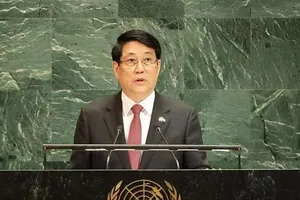 Chủ tịch nước Lương Cường phát biểu tại Phiên Thảo luận chung cấp cao Đại hội đồng Liên hợp quốc Khoá 80. Ảnh: TTXVN