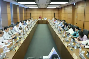 Đoàn đại biểu Quốc hội TPHCM thảo luận tại tổ, sáng 22-10. Ảnh: QUANG PHÚC