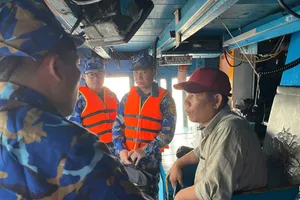 Lực lượng chức năng kiểm tra một tàu cá hoạt động trên vùng biển phía Nam