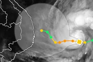 Bão số 15 đi dọc vùng biển Nam Trung bộ, với xác suất khoảng 75-80%