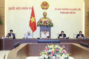 Chủ tịch Quốc hội Trần Thanh Mẫn và các Phó Chủ tịch Quốc hội tại phiên họp thứ 52 của Ủy ban Thường vụ Quốc hội. Ảnh: QUANG PHÚC