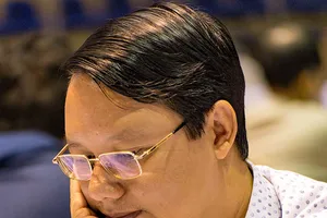 Kỳ thủ Đào Thiên Hải bất ngờ thua ở ván 8. Ảnh LĐCVNcung cấp