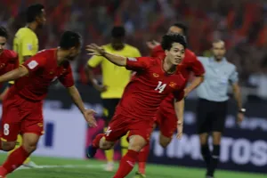 Công Phượng ăn mừng bàn thắng. Ảnh: MINH HOÀNG