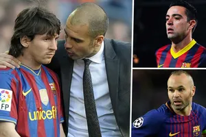 Pep Guardiola dặn dò Messi, bên cạnh Iniesta và Xavi