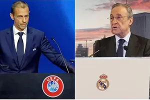 Chủ tịch UEFA, Aleksander Ceferin và Chủ tịch Real Madrid Florentino Perez