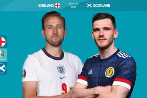 Harry Kane (Anh) và Robertson (Scotland)
