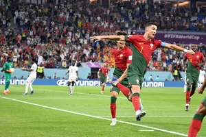 Cristiano Ronaldo ăn mừng bàn thắng ở Qatar 2022