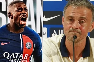 Dembele và HLV PSG Luis Enrique