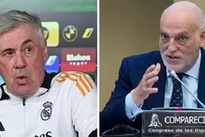 HLV Real Madrid Carlo Ancelotti và Chủ tịch La Liga Javier Tebas