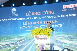 Chủ tịch UBND tỉnh Bình Dương tại lễ khởi công dự án đường Vành đai 4 TPHCM, đoạn qua địa bàn tỉnh.