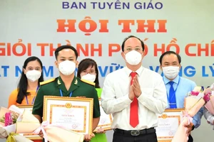 Trung úy Lê Hảo đoạt giải nhất hội thi Báo cáo viên giỏi cấp TPHCM năm 2021