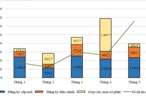 Cơ cấu vốn đầu tư nước ngoài 5 tháng đầu năm. Nguồn: Cục Đầu tư nước ngoài, Bộ KH-ĐT