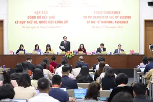 Tổng Thư ký, Chủ nhiệm Văn phòng Quốc hội Lê Quang Mạnh chủ trì họp báo. Ảnh: QUANG PHÚC 