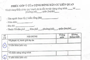 Mẫu "Phiếu góp ý của cộng đồng dân cư liên quan" quá chuyên môn nên việc lấy ý kiến chưa sát thực tế