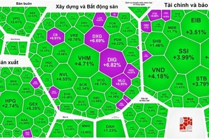 Sắc xanh và tím ngập thị trường trong phiên VN-Index quay đầu tăng điểm